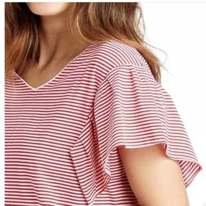 NWT Vineyard Vines Red & White Striped Flutter Sleeve V-Neck Dress Small
